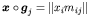 $\mbox{\boldmath\(x\)\unboldmath }\circ \mbox{\boldmath\(g\)\unboldmath }_j=\left\Vert x_i m_{ij}\right\Vert$