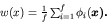 \begin{displaymath}w(\mbox{\boldmath\(x\)\unboldmath }) = \frac{1}{f}\sum_{i=1}^f \phi_i (\mbox{\boldmath\(x\)\unboldmath }).\end{displaymath}